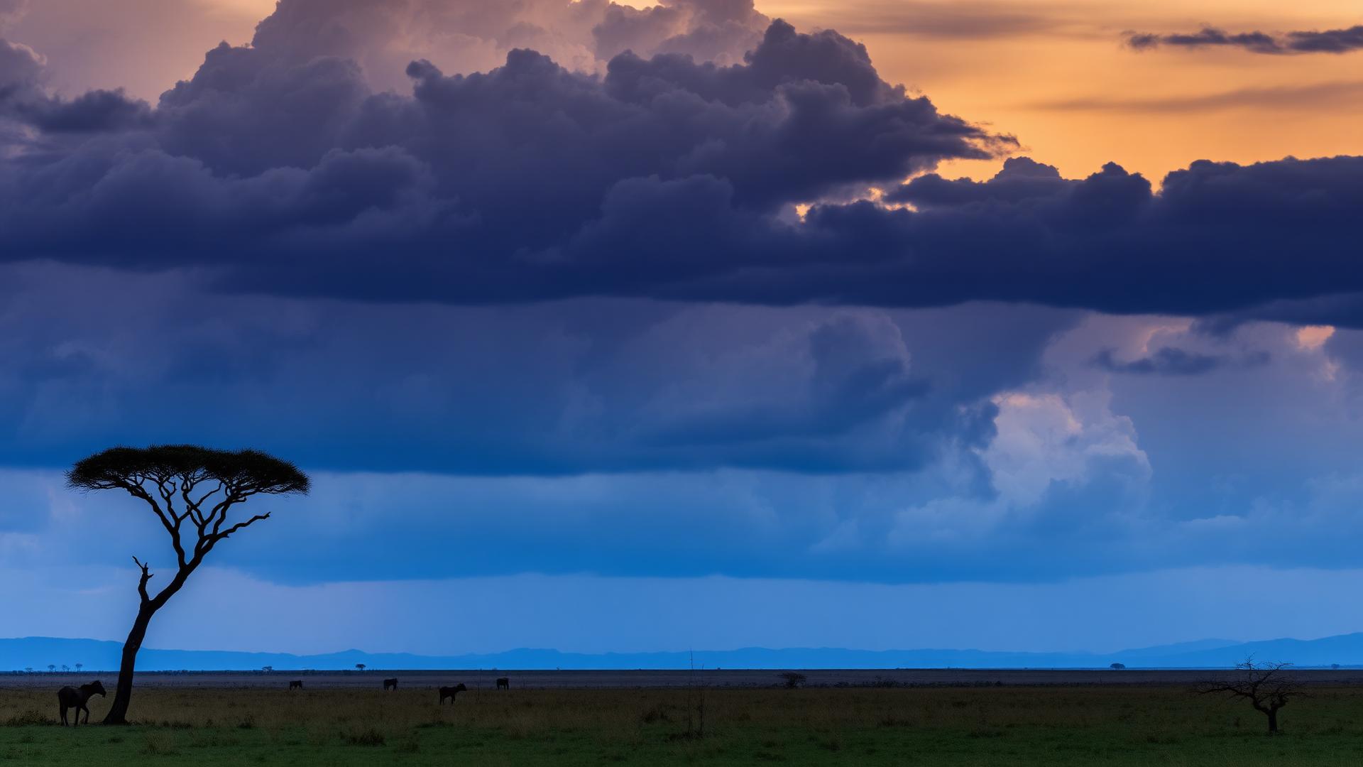 Savane kenyane au crépuscule